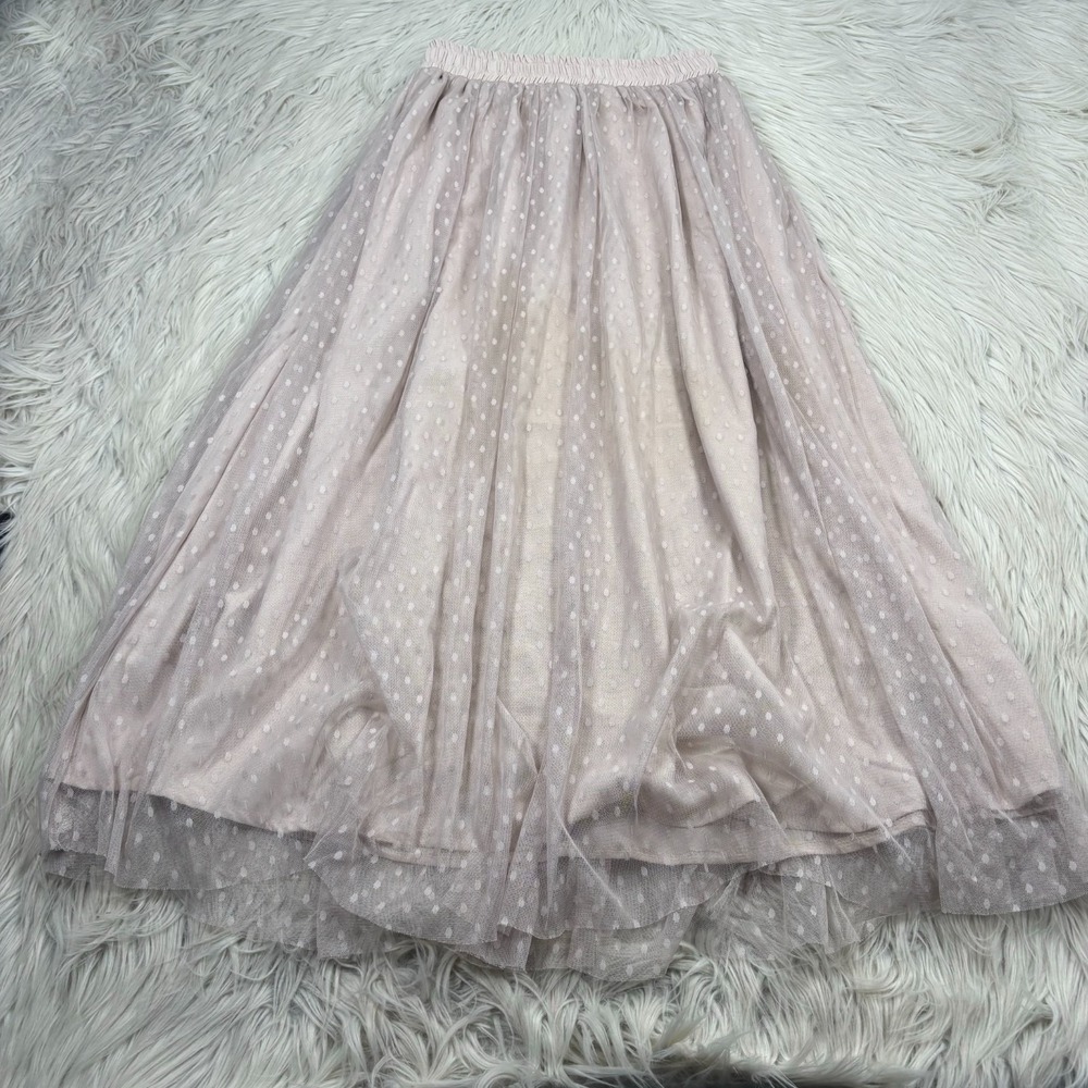 Unbranded Women's S Swiss Dot Mesh A-line Midi Skirt Etherial Unexpected Lace